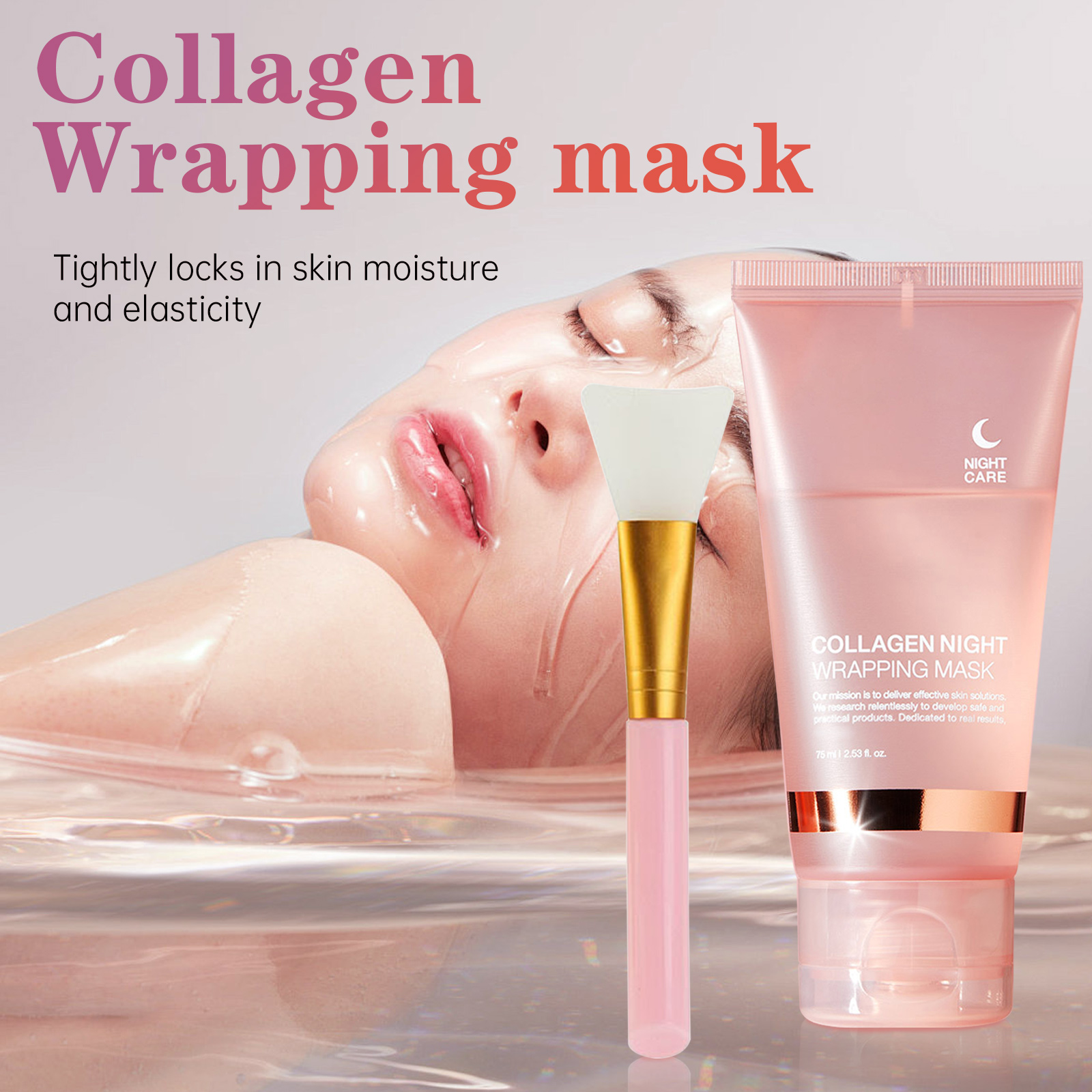 Wholesale Korean Hydrolyzed Collagen Overnight Wrapping Peel Off Facial Peel-off Face Mask Poreless Glass Skin Mask – detail 1