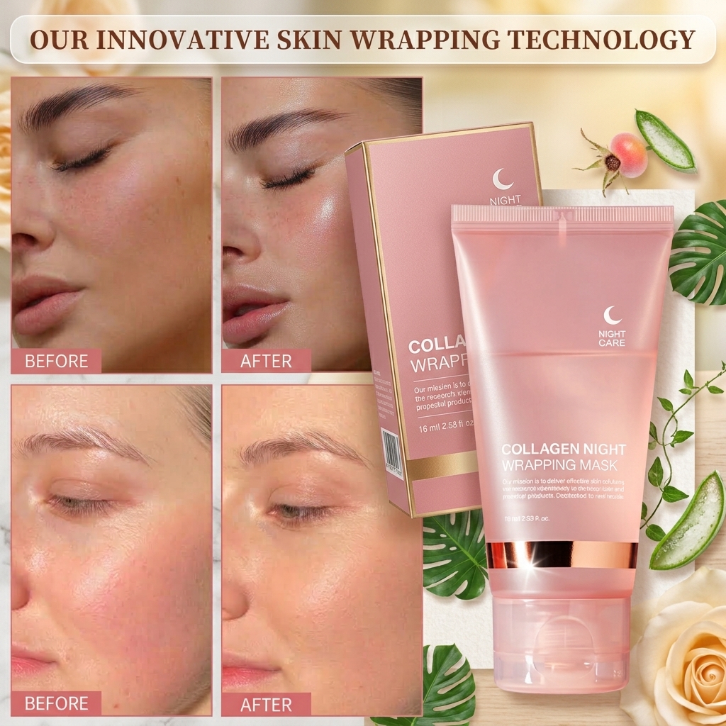 Wholesale Korean Hydrolyzed Collagen Overnight Wrapping Peel Off Facial Peel-off Face Mask Poreless Glass Skin Mask – detail 2